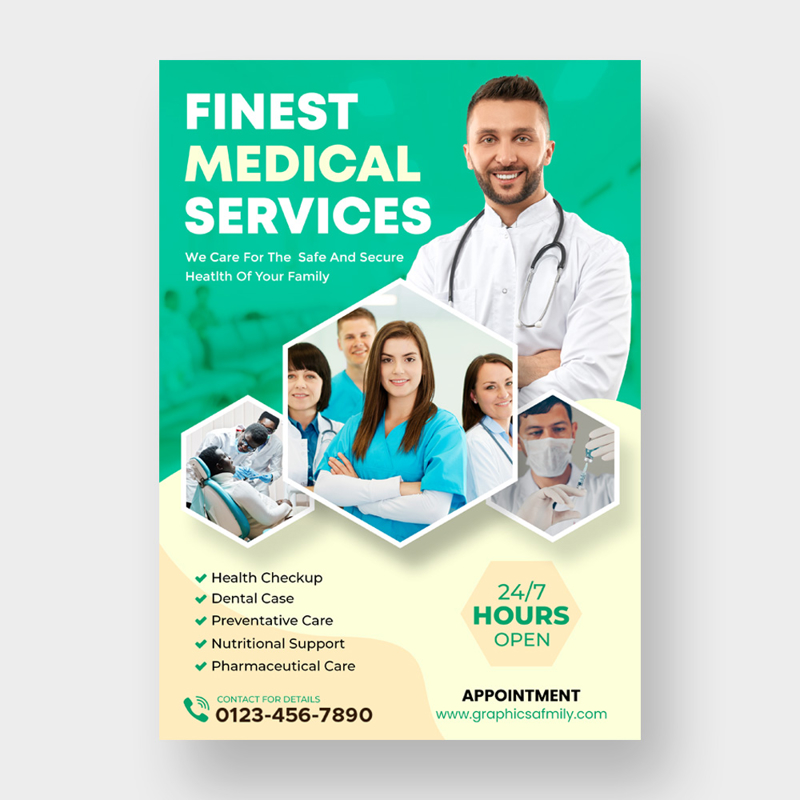 فایل الگوی طراحی بروشور پزشکی - Medical Flyer Design Template