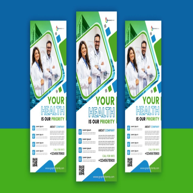 فایل طراحی بنر رول آپ پزشکی - Medical Roll Up Banner Design