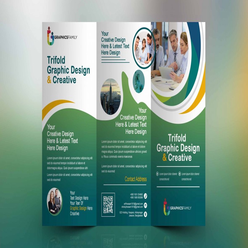 فایل طرح بروشور پزشکی سه لت با فرمت PSD - Medical Tri Fold Brochure Design In Flat Style PSD