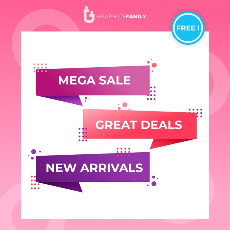 فایل طرح بنر فروش و تخفیف به سبک ممفیس - Memphis style flat sale and discount banner design