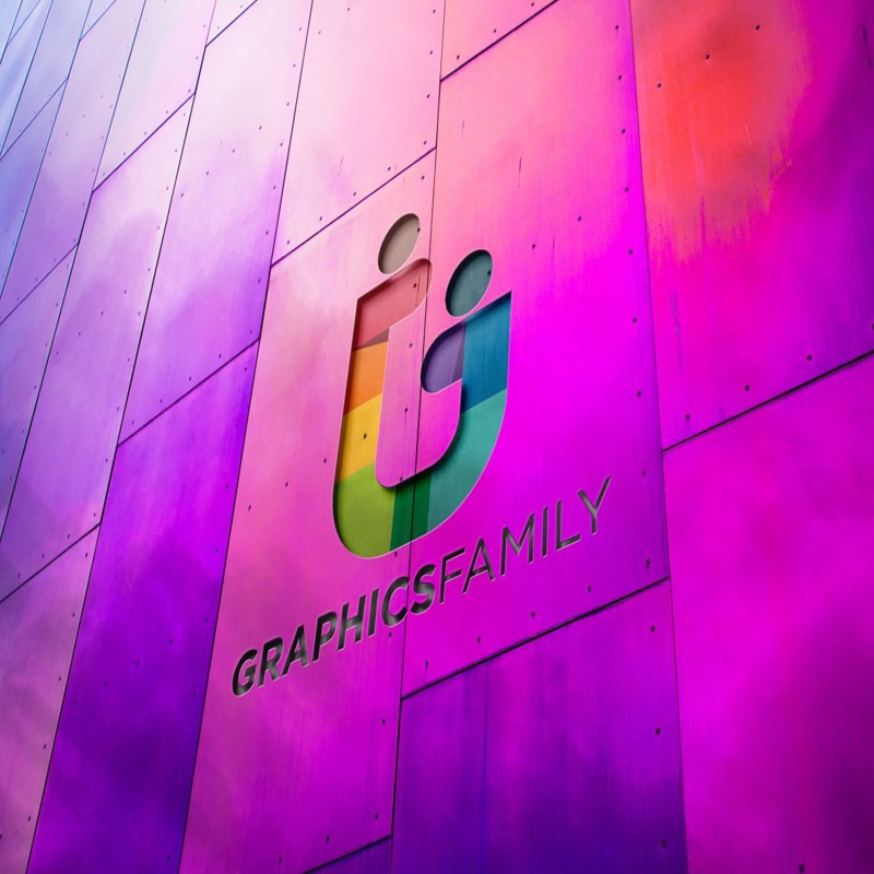 فایل موکاپ لوگو دیوار فلزی - Metal Wall Logo Mockup