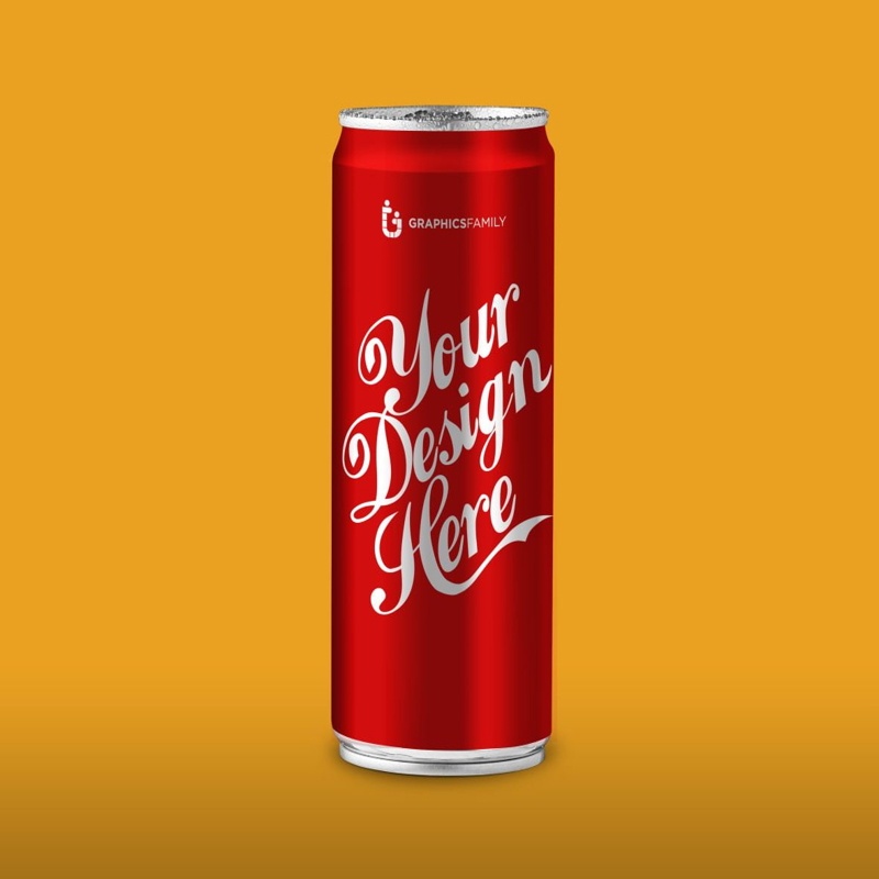 فایل ماکت قوطی نوشابه آلومینیومی مینیمال - Minimal Aluminum Soda Can Mockup