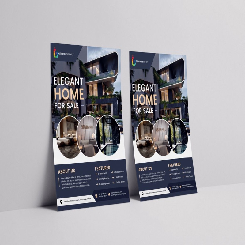 فایل الگوی طراحی بروشور املاک و مستغلات مدرن و زیبا - Modern & Elegant Real Estate Flyer Design Template