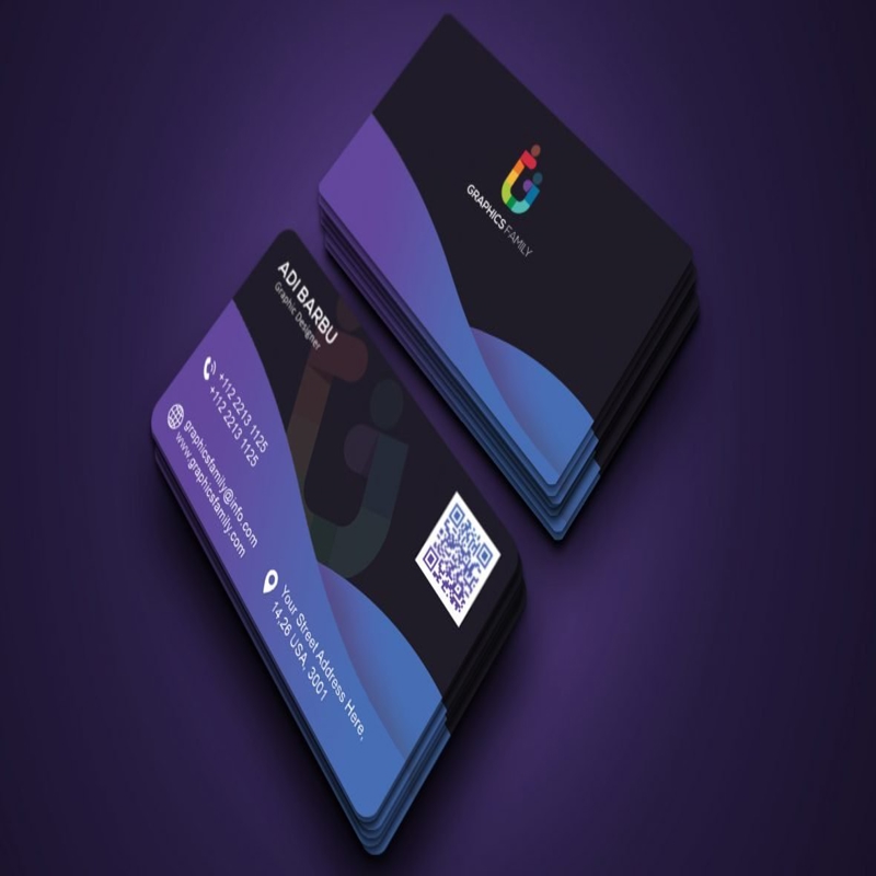 فایل قالب کارت ویزیت مدرن انتزاعی با گرادیان تیره - Modern Abstract Gradient Dark Business Card Template