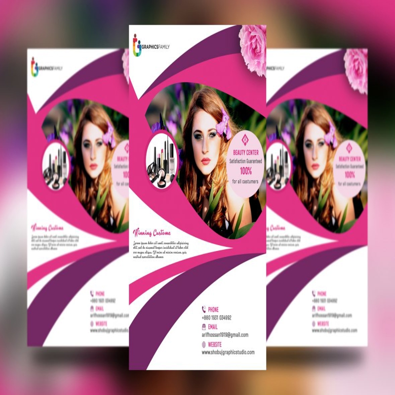 فایل الگوی طراحی بروشور سالن زیبایی مدرن - Modern Beauty Salon Flyer Design Template