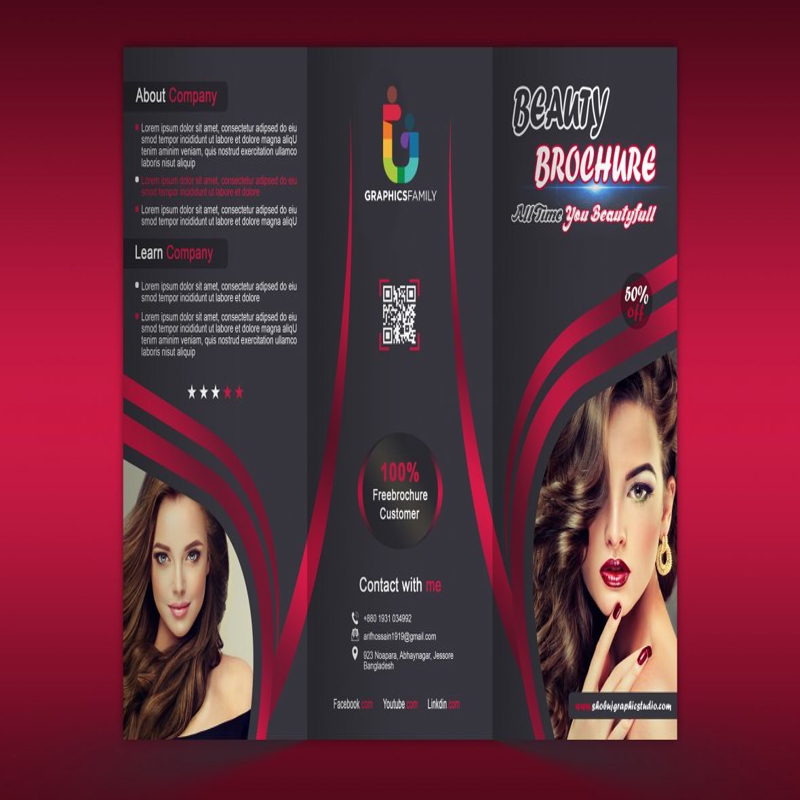 فایل طرح بروشور مدرن زیبایی سه لت PSD - Modern Beauty Trifold Brochure Design PSD