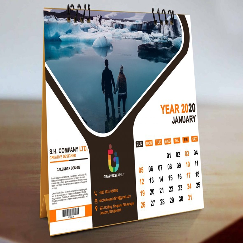 فایل تقویم مدرن با فرمت PSD و به سبک فلت - Modern Calendar In Flat Style PSD