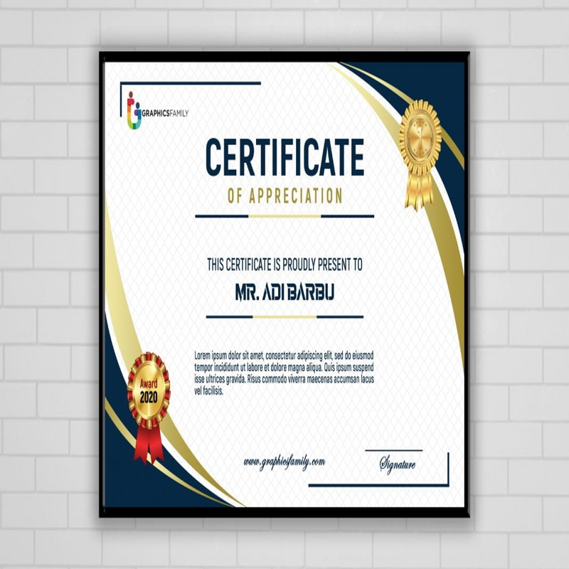 فایل الگوی طراحی گواهینامه مدرن psd - Modern Certificate Design Template psd