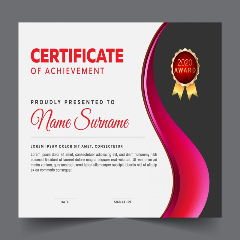 فایل قالب گواهی مدرن با طراحی تخت - Modern certificate template with flat design