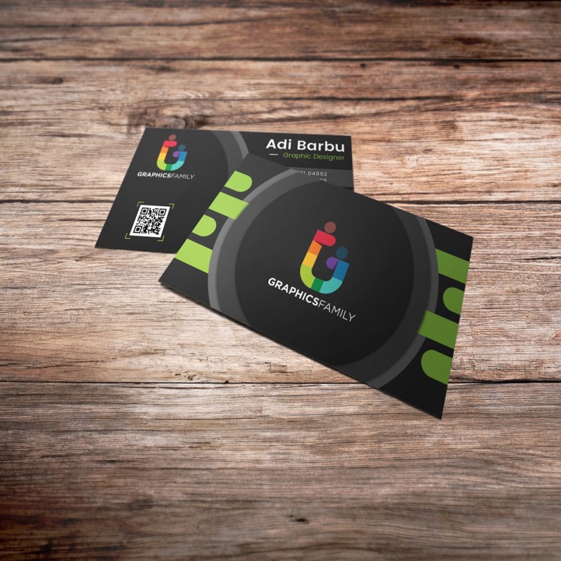 فایل کارت ویزیت مدرن با طرح گل و بوته - Modern Green And Black Business Card Template