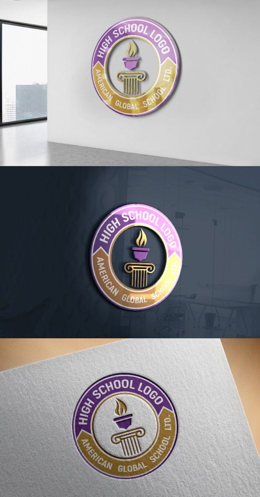 فایل الگوی طراحی لوگوی دبیرستان مدرن - Modern High School Logo Design Template