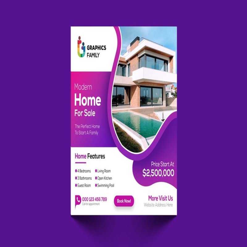 فایل الگوی طراحی آگهی فروش خانه مدرن - Modern Home Sale Ad Design Template