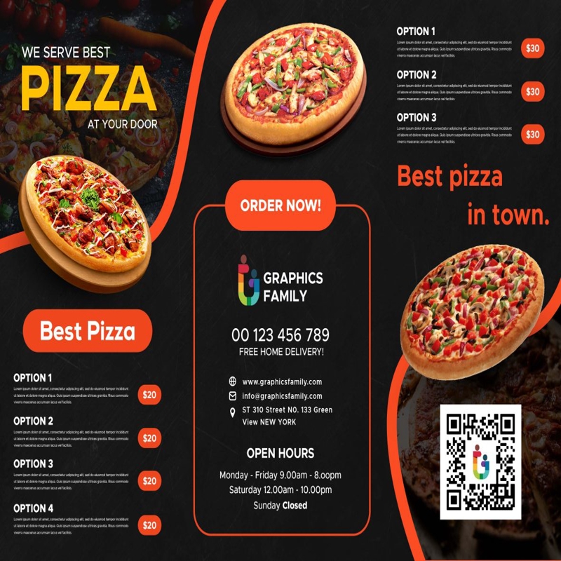 فایل طراحی منوی پیتزا مدرن - Modern Pizza Menu Design