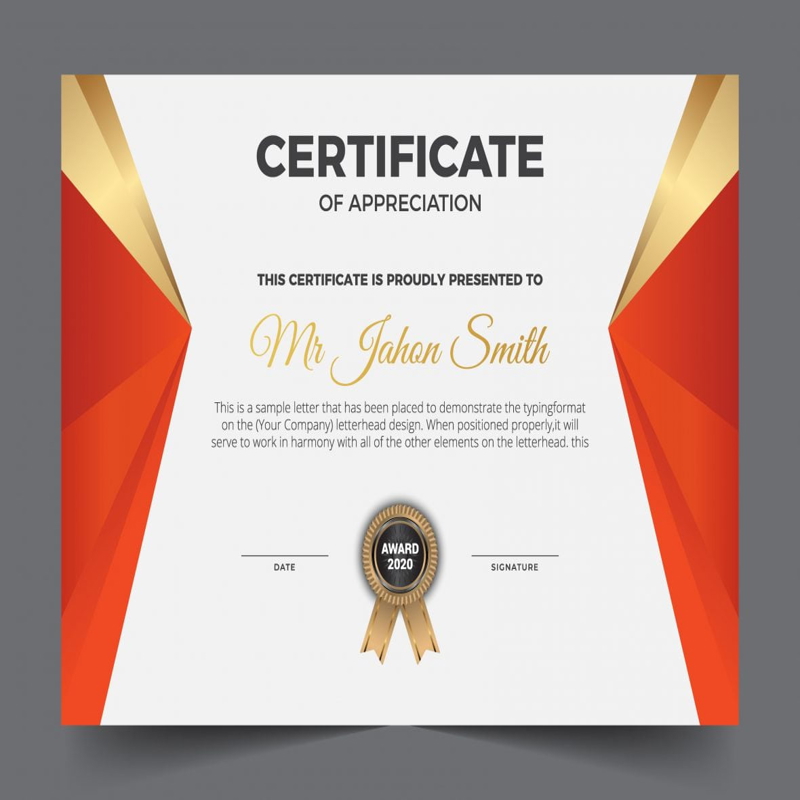 فایل الگوی گواهی موفقیت و تقدیر شرکت مدرن پریمیوم - Modern Premium Company Certificate Of Achievement And Appreciation Template