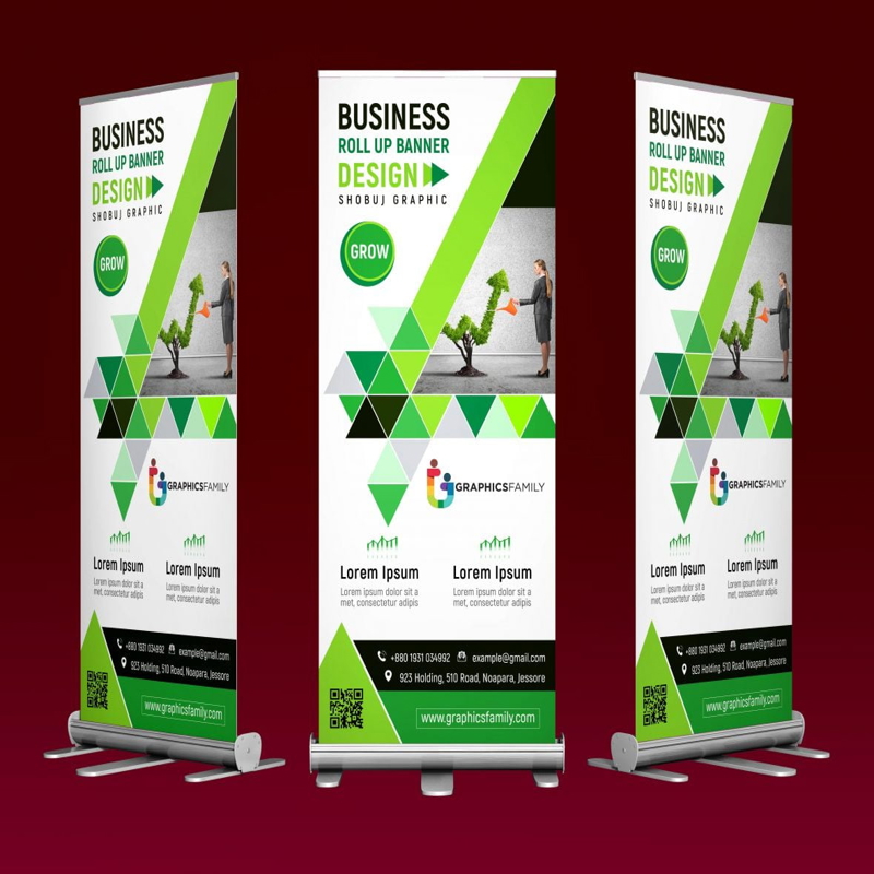 فایل طراحی بنر رول آپ مدرن و حرفه ای برای کسب و کار - Modern Professional Business Roll Up Banner Design
