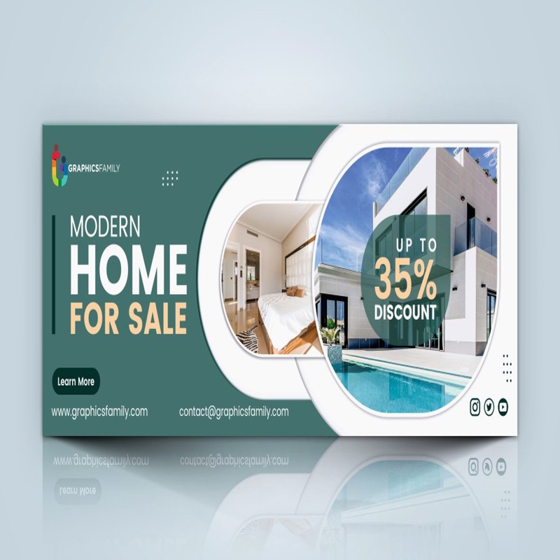 فایل الگوی کاور فیسبوک املاک مدرن - Modern Real Estate Facebook Cover Template