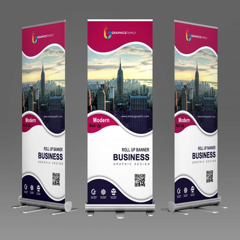 فایل طرح بنر مدرن رول آپ برای کسب و کار PSD - Modern Roll Up Banner Design For Business PSD