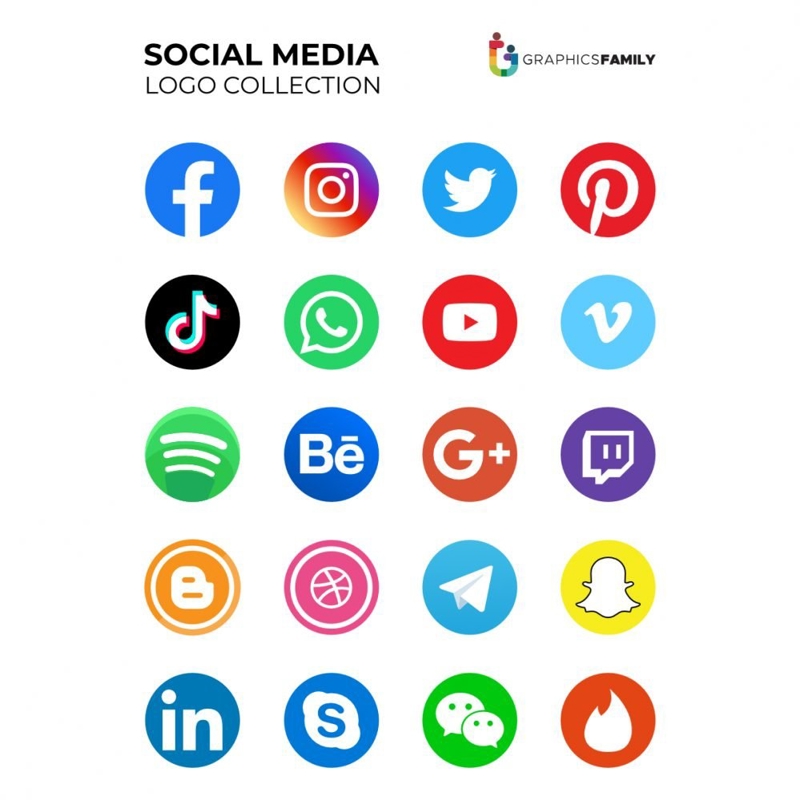 فایل مجموعه آیکون‌های مدرن رسانه‌های اجتماعی با طراحی تخت - Modern Social Media Icon Set in Flat Design