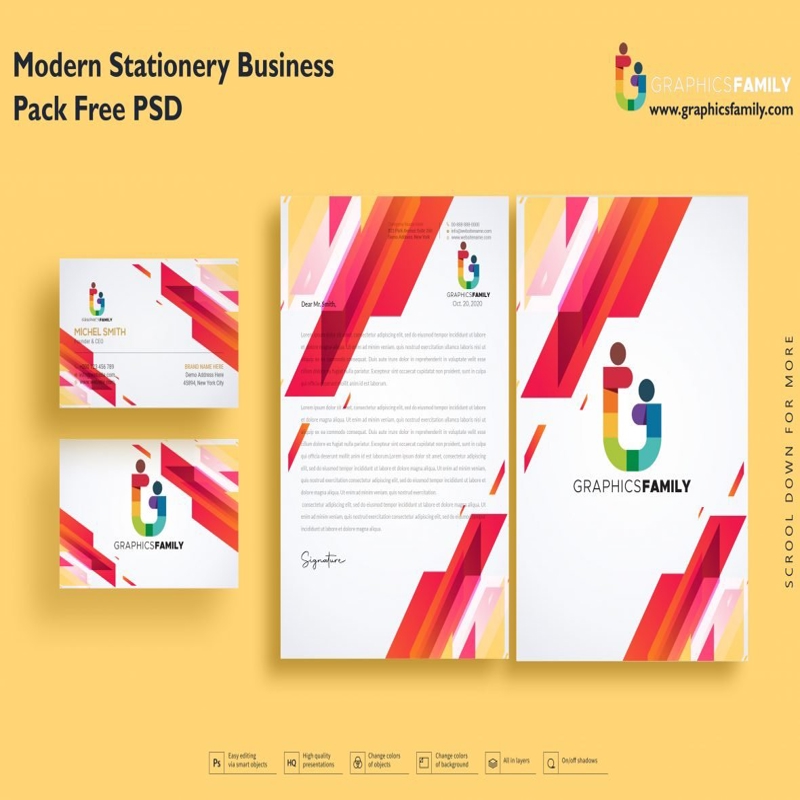 فایل بسته تجاری لوازم التحریر مدرن PSD - Modern Stationery Business Pack Psd