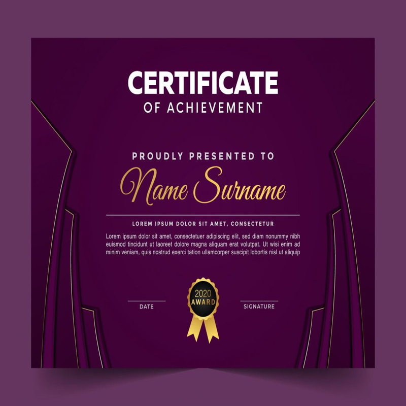 فایل الگوی گواهی بنفش مدرن - Modern Violet Certificate Template