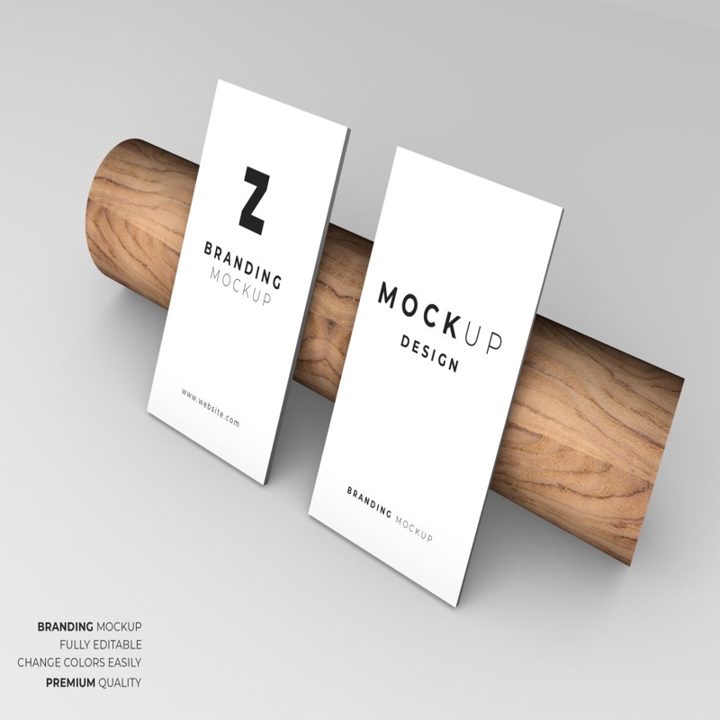 فایل موکاپ کارت ویزیت چوبی مدرن - Modern Wooden Business Card Mockup