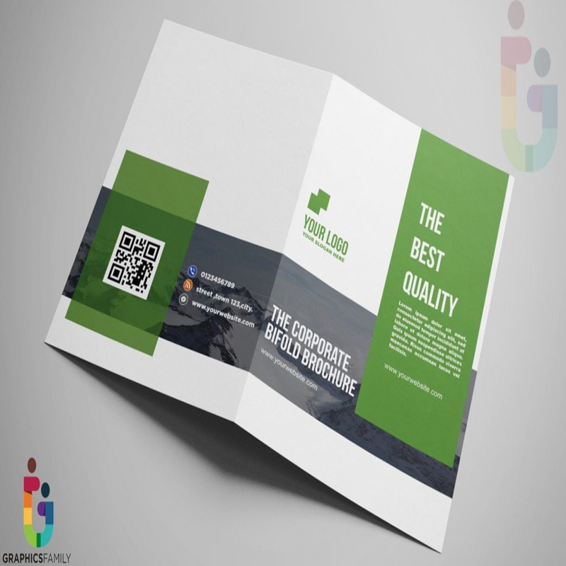 فایل قالب بروشور دو لت تجاری چند منظوره - Multipurpose Business Bi-fold Brochure Template