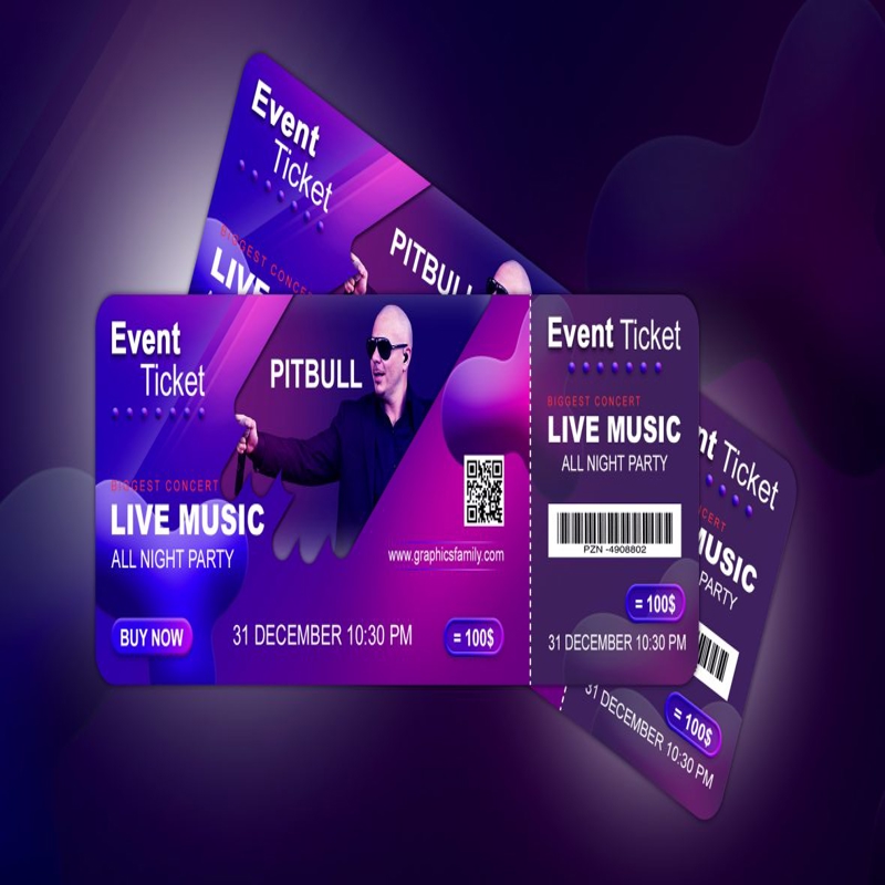 فایل طراحی بلیط کنسرت موسیقی - Music Concert Event Ticket Design