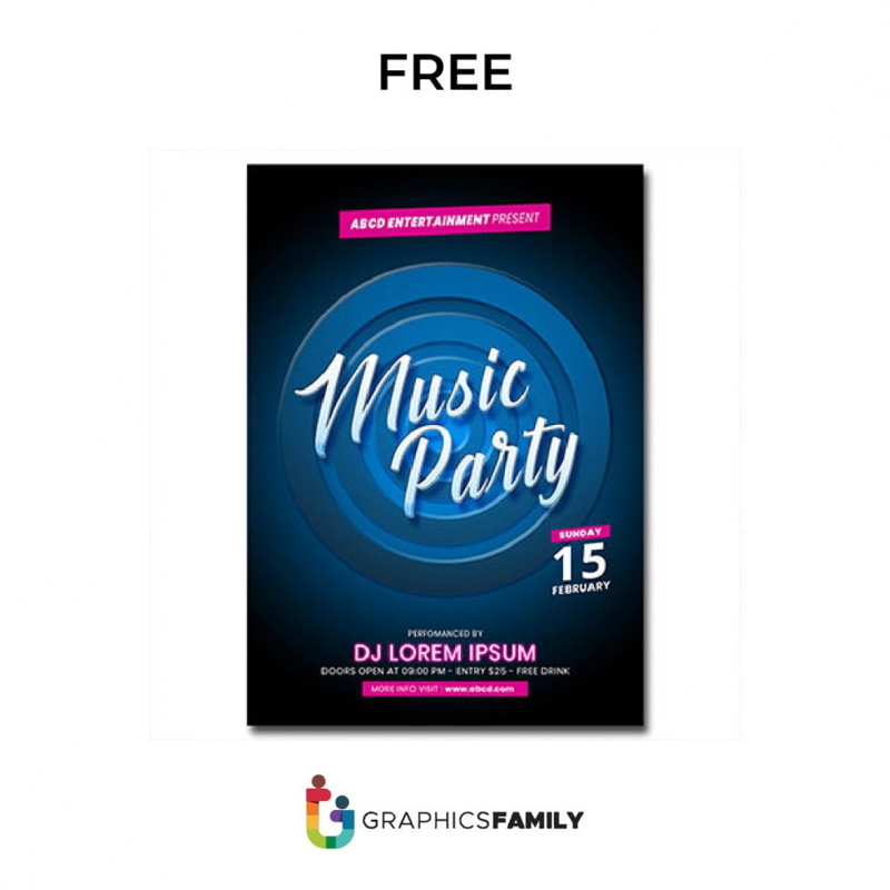 فایل بروشور مهمانی موسیقی PSD - Music Party Flyer PSD
