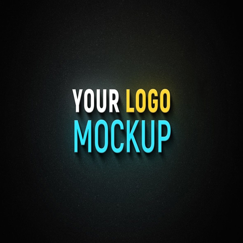 فایل موکاپ لوگو نور نئون - Neon Light Logo Mockup
