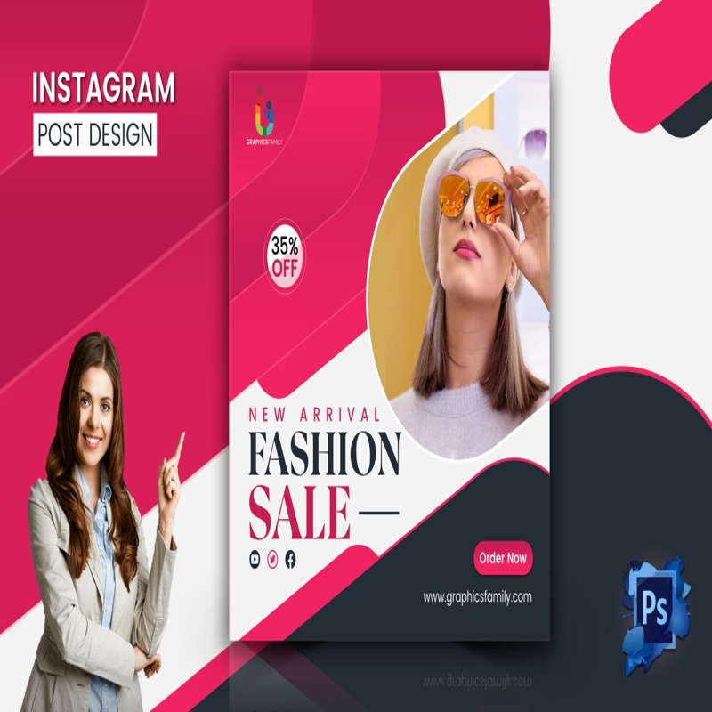 فایل طراحی بنر فروش ویژه مد و لباس برای پست اینستاگرام - New Arrival Fashion Sale Banner for Instagram Post Design