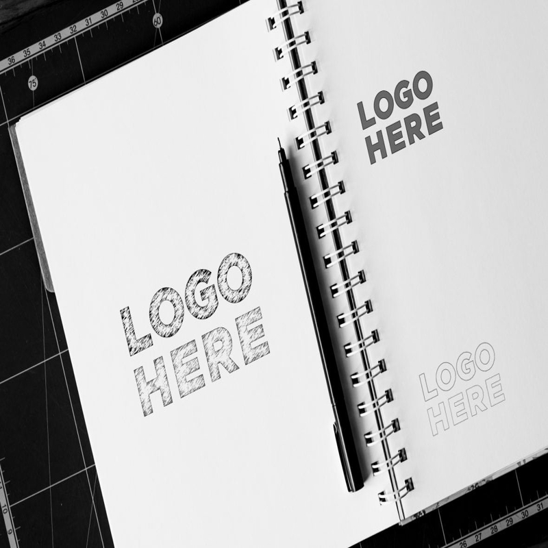 فایل موکاپ لوگو طرح نوت بوک - Notebook Sketch Logo Mockup