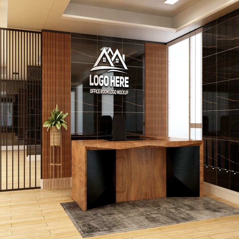 فایل موکاپ لوگو سه بعدی دیوار اتاق جلسات اداری - Office Meeting Room 3D Wall Logo Mockup
