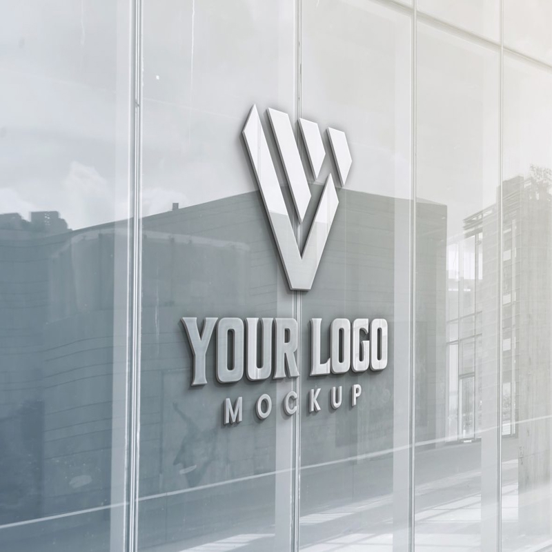 فایل موکاپ لوگو سه بعدی پنجره دفتر - Office Window 3D Logo Mockup