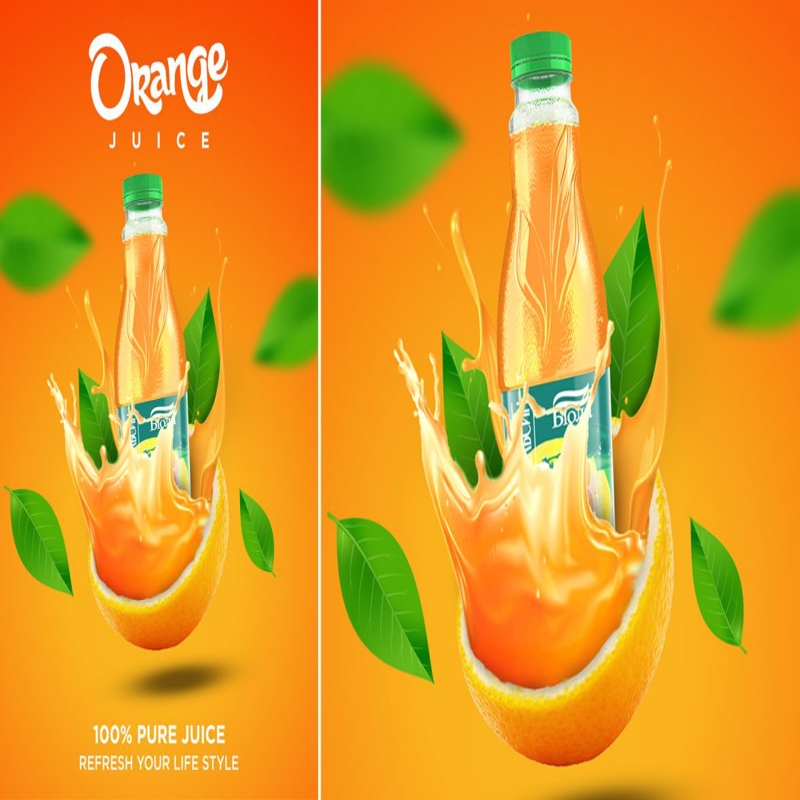 فایل قالب طراحی پوستر آب پرتقال A4 - Orange Juice A4 Poster Design Template