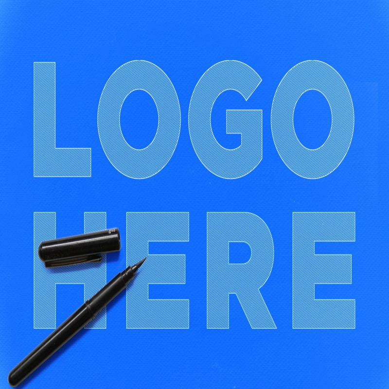 فایل موکاپ لوگو طرح کلی - Outline Sketch Logo Mockup