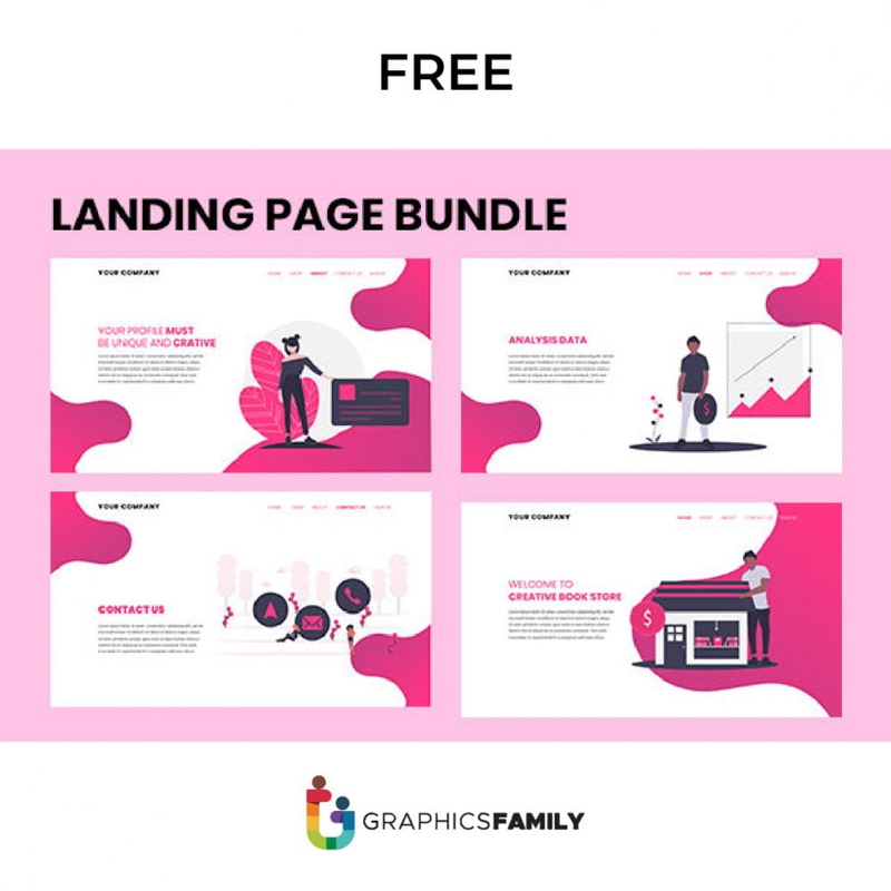 فایل بسته ۴ تایی طرح‌های صفحه فرود - Pack of 4 Landing Page Designs