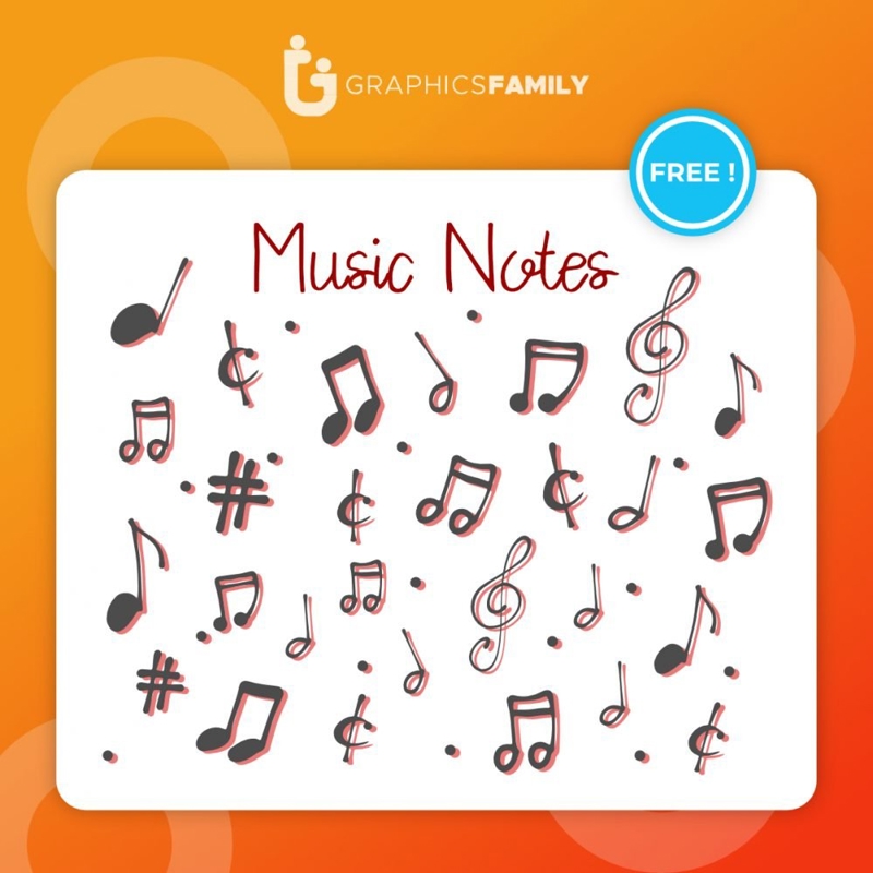 فایل بسته نت‌های موسیقی با کیفیت رنگی وکتور - Pack of musical notes with color Premium Quality Vector