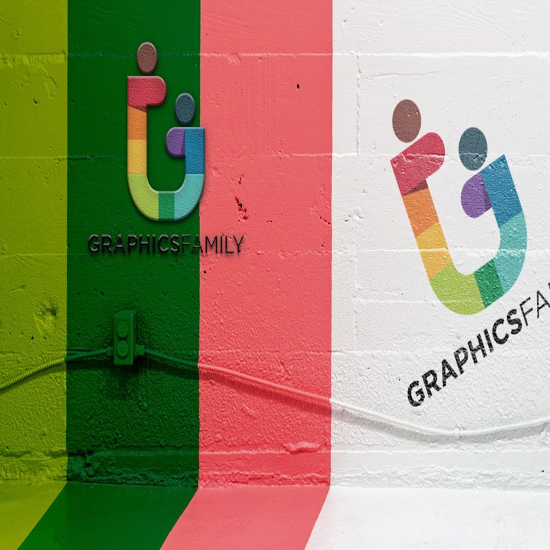فایل موکاپ لوگو بتن دیوار رنگ شده - Painted Wall Concrete Logo Mockup