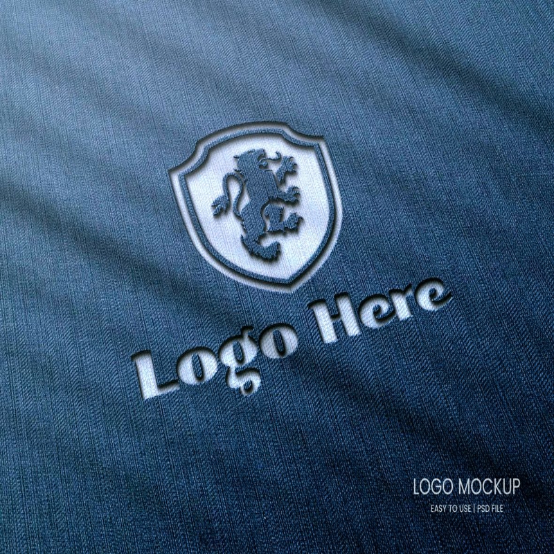 فایل موکاپ لوگو پنبه‌ای برش لیزری واقع‌گرایانه عکس - Photo Realistic Laser Cut Cotton Logo Mockup