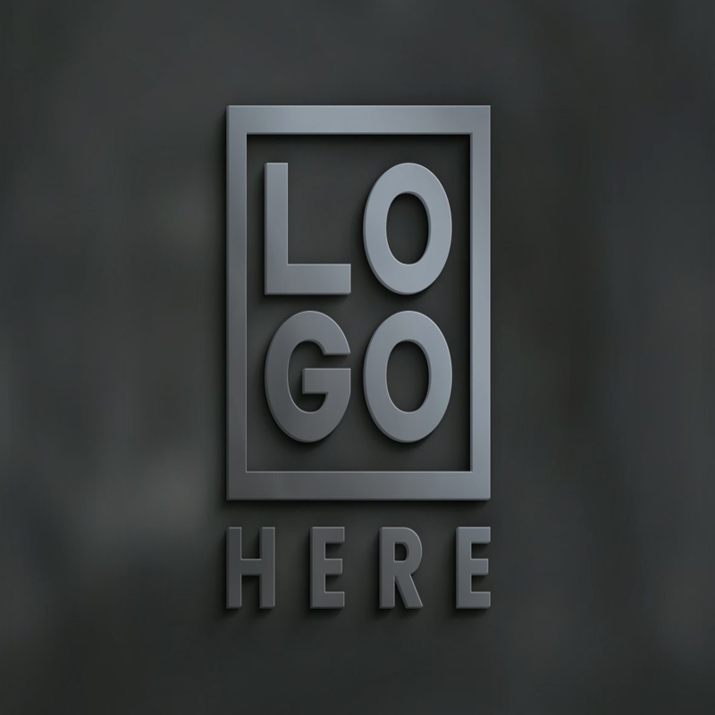 فایل موکاپ لوگوی سه بعدی واقع گرایانه در پس زمینه تیره - Photorealistic 3D logo mockup on dark background