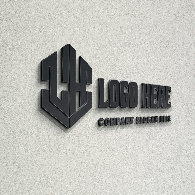 فایل موکاپ لوگوی دیواری سه‌بعدی واقع‌گرایانه - Photorealistic 3D Wall Logo Mockup