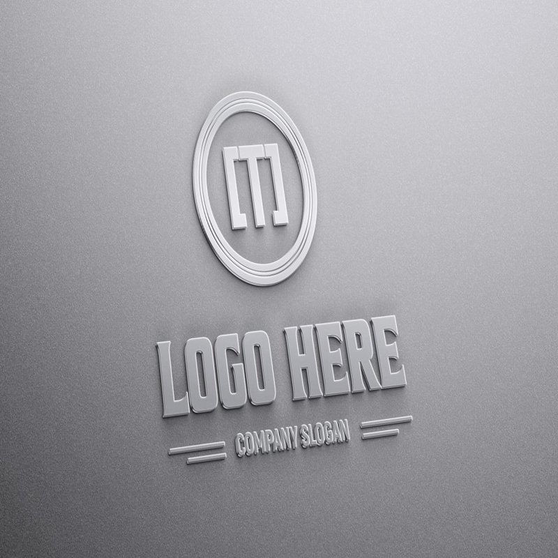 فایل موکاپ لوگوی فلزی براق و واقع‌گرایانه - Photorealistic Glossy Metal Logo Mockup