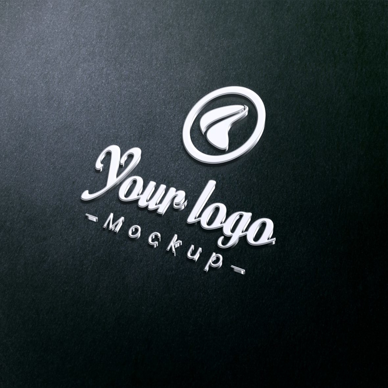 فایل موکاپ لوگو فلزی واقع‌گرایانه - Photorealistic Metallic Badge Logo Mockup