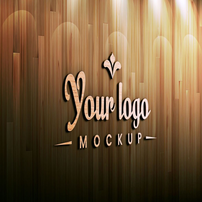 فایل موکاپ لوگوی چوبی واقع‌گرایانه - Photorealistic Wood Logo Mockup