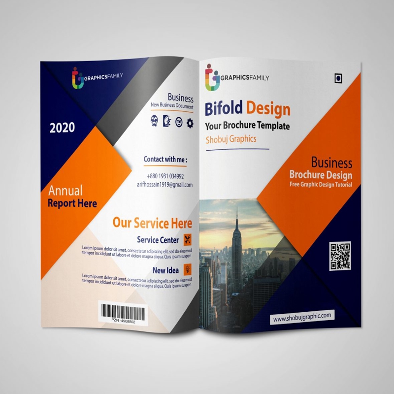 فایل قالب بروشور دو لت فتوشاپ - Photoshop Bi-fold Brochure Template
