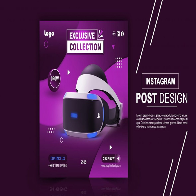 فایل قالب طراحی پست اینستاگرام خلاقانه فتوشاپ - Photoshop Creative Instagram Post Design Template