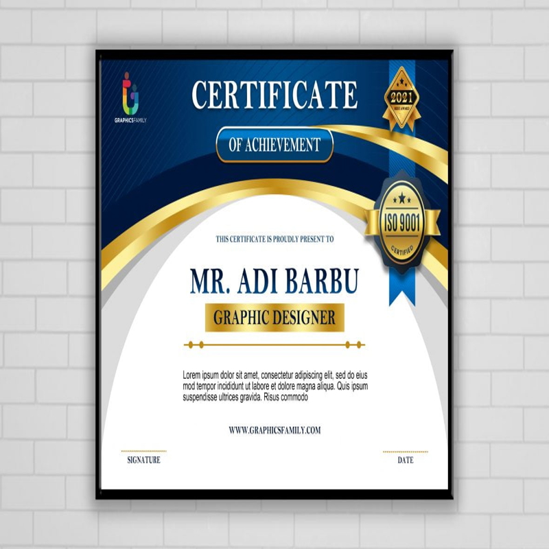 فایل الگوی طراحی گواهینامه قابل ویرایش فتوشاپ - Photoshop Editable Certificate Design Template