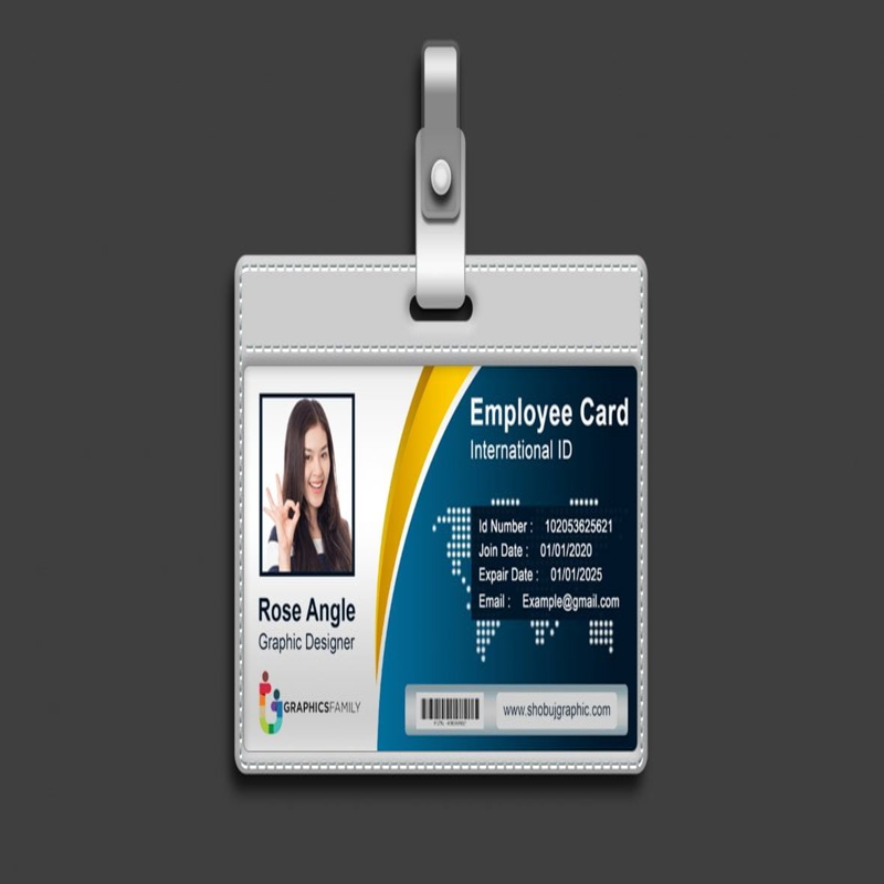 فایل دانلود قالب فتوشاپ کارت شناسایی افقی کارمند - Photoshop Employee Horizontal Id Card Template Download