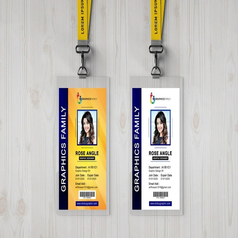 فایل طراحی کارت شناسایی عمودی کارمند در فتوشاپ - Photoshop Employee Vertical Id Card Design