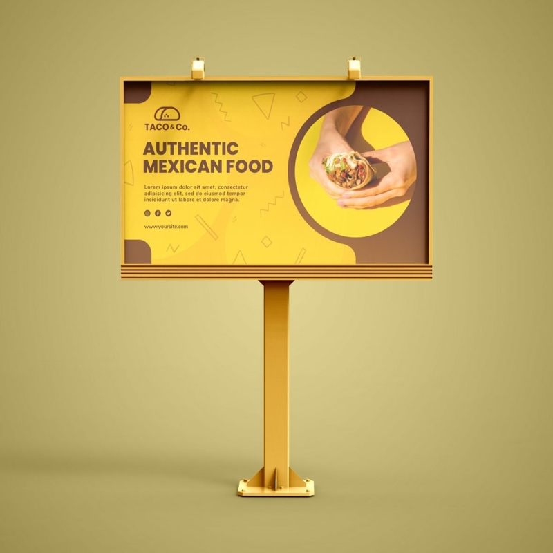 فایل موکاپ بیلبورد مستطیلی فتوشاپ - Photoshop Rectangular Billboard Mockup